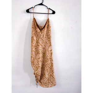 Forever 21 Snakeskin Slip Dress Size Medium: calf length dress, low tie back. 